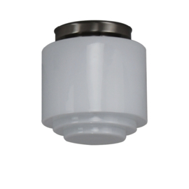 Plafonniere retro glazen bol nr 2424 met mat nikkel ophanging nr 7P1-2424.00
