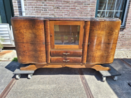 Mooi Art-deco dressoir noten met marmeren blad omstreeks 1930 nr 10118