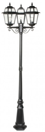 Buitenlamp mast 229cm 3-lichtpunten serie Perla zwart nr: 137