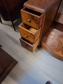 Art-deco kaptafel 1920-1930 Engels notenhout geslepen spiegel nr K202411