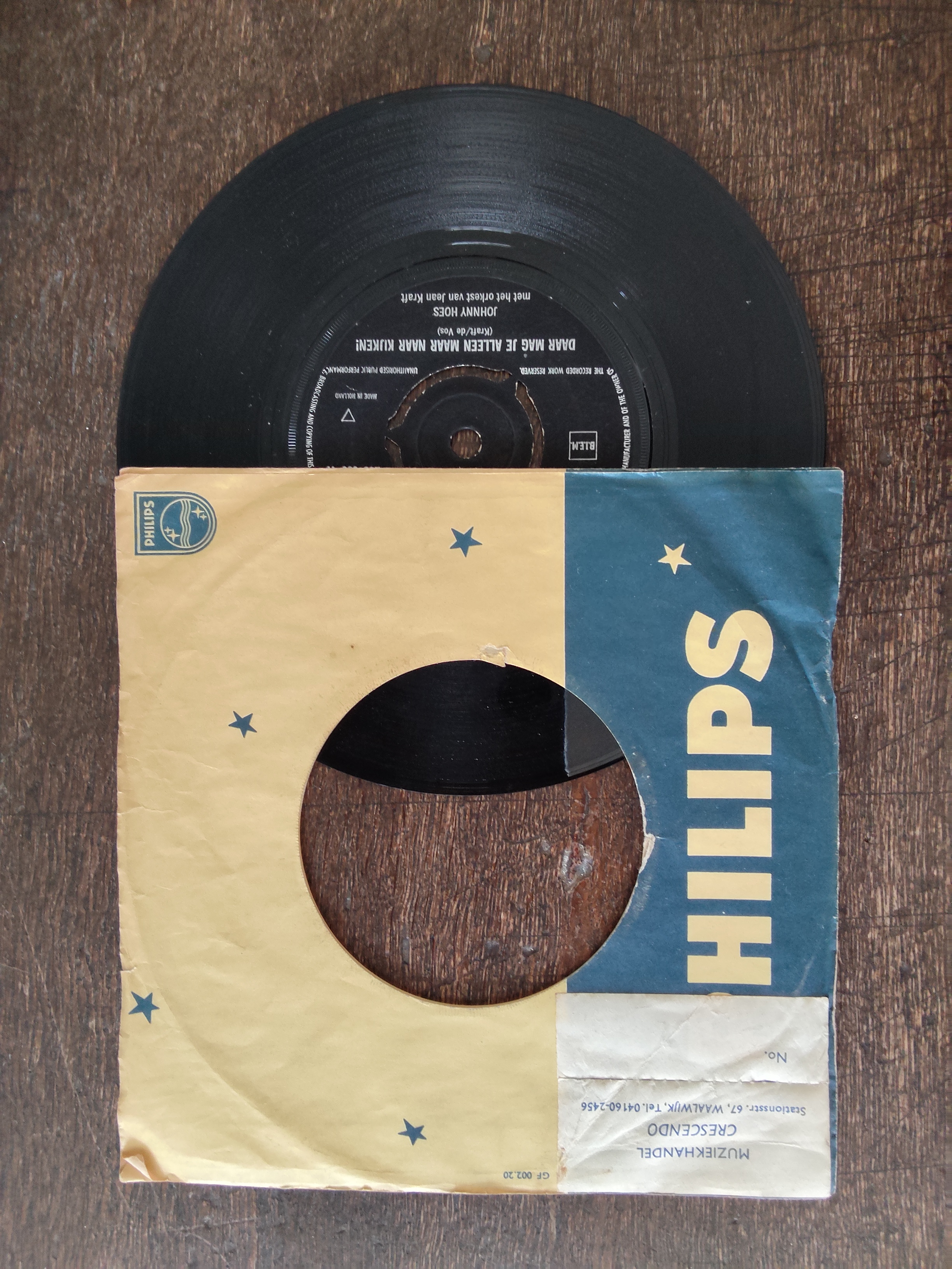 Johnny Hoes met Daar mag je alleen maar naar kijken 1962 Singles nr S20256925
