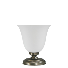 Tafellamp uplight mat nikkel met klokkap L mat opaal h27 nr 7Tu-526.39
