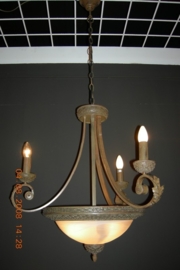 Antiek bruin gekleurde hanglamp 6-lichts nr:20331A/3+3