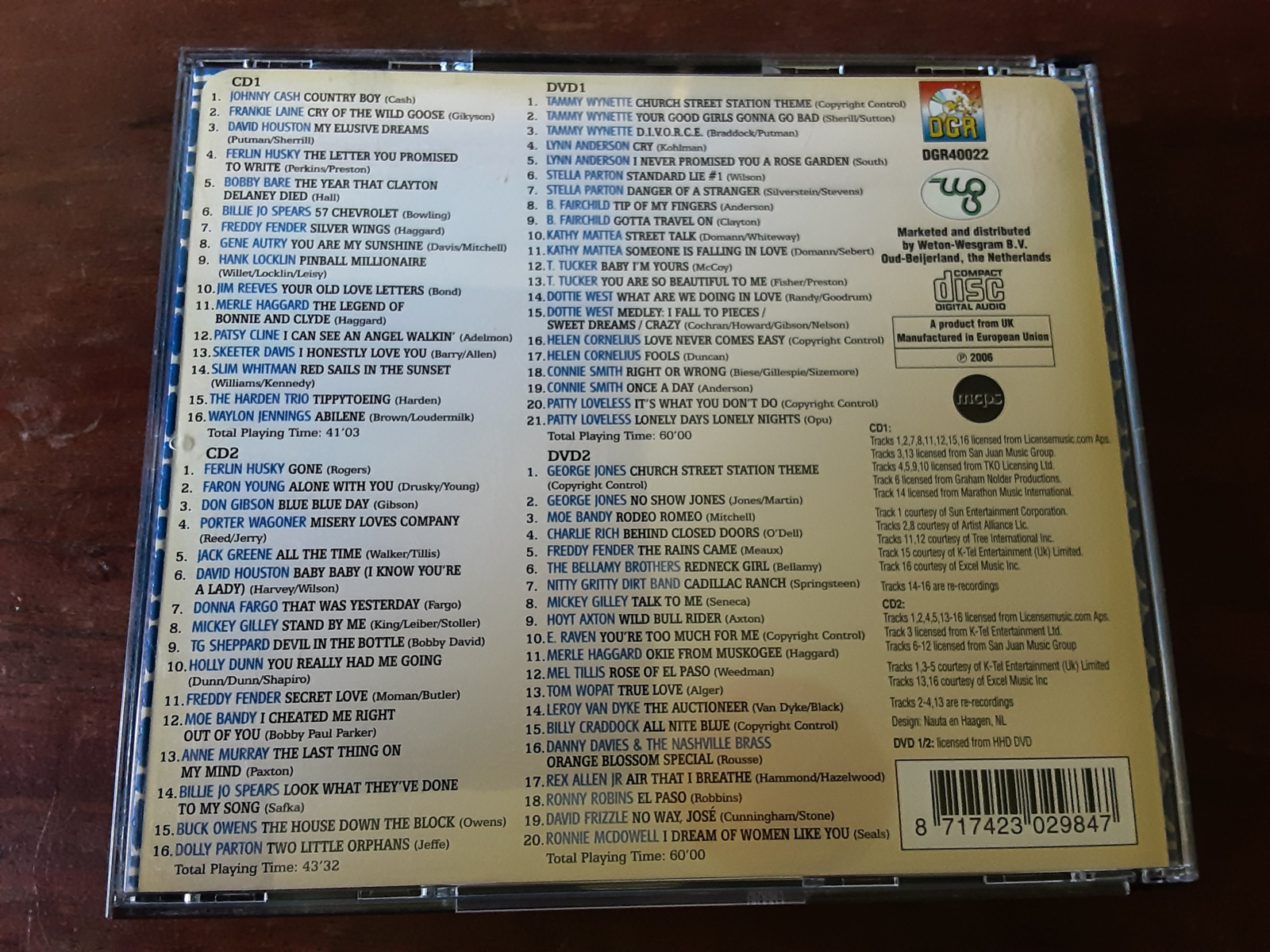 Various artists met Country most wanted 2xCD en 2xDVD 2006 CD nr CD2024429