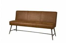 Eetkamerbank Bordeaux lengte 185cm Cognac metalen onderstel nr EETBOCO