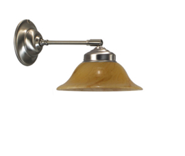 Wandlamp mat nikkel wandpijpje met hoedkap 20 gemarmerd nr 7Wp-520.20