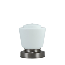 Getrapte tafellamp model blok mat nikkel met opaal kap Dop 16cm nr 7Tp1-471.00