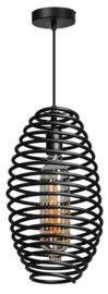 Spring hanglamp 1xe27 D21cm H50cm mat zwart nr 05-HL4510-30