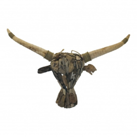 Handgemaakt buffelkop skelet aangespoeld zwerfhout br170cm nr 5871
