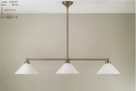 T-lamp 3-L br-100cm mat nikkel met opaal witte dakkappen nr 3106.07