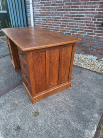 Eiken Bureau 1960-1970 originele knoppen beslag en sleutel extra plexiglas blad nr B20246