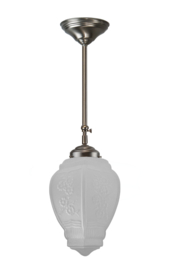 Schuifstang kort H 67-90 mat nikkel met glazen bol Lampion satine 23cm 7Sk1-614.21