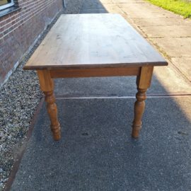 Engelse tafel nieuw oud licht geschaafd hout ronde poot br-200cm 1-la nr T202530