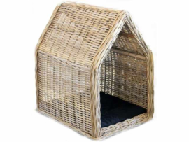 Handgevlochten rotan hondenhuis mand grijs natural 66cmx55cmx78cm nr 301990