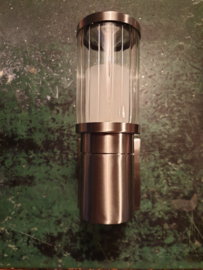 Buitenlamp wand RVS 2jr garantie G9 h24,9cm glazen venster nr 071