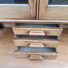Mahonie vitrine engels antiek omstreeks 1900-1920 oud glas nr K202675