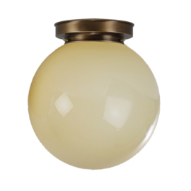 Plafonniere glazen bol Bol 35cm champagne met oud messing ophanging nr 4P1-3500.50