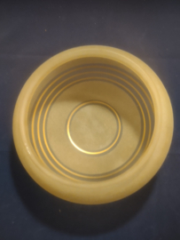 Oude plafonniere bol scavo ruw bruin met gouden ringen D25cm oud-G42