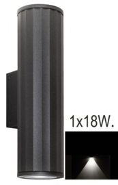 Buitenlamp wandspot h-44cm 1-lichts LED 18W antraciet 5jr garantie nr 321232