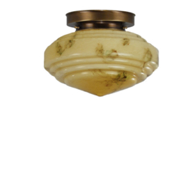 Plafonnière Deco bol licht marmer met oud messing ophanging nr 4P1-394.60