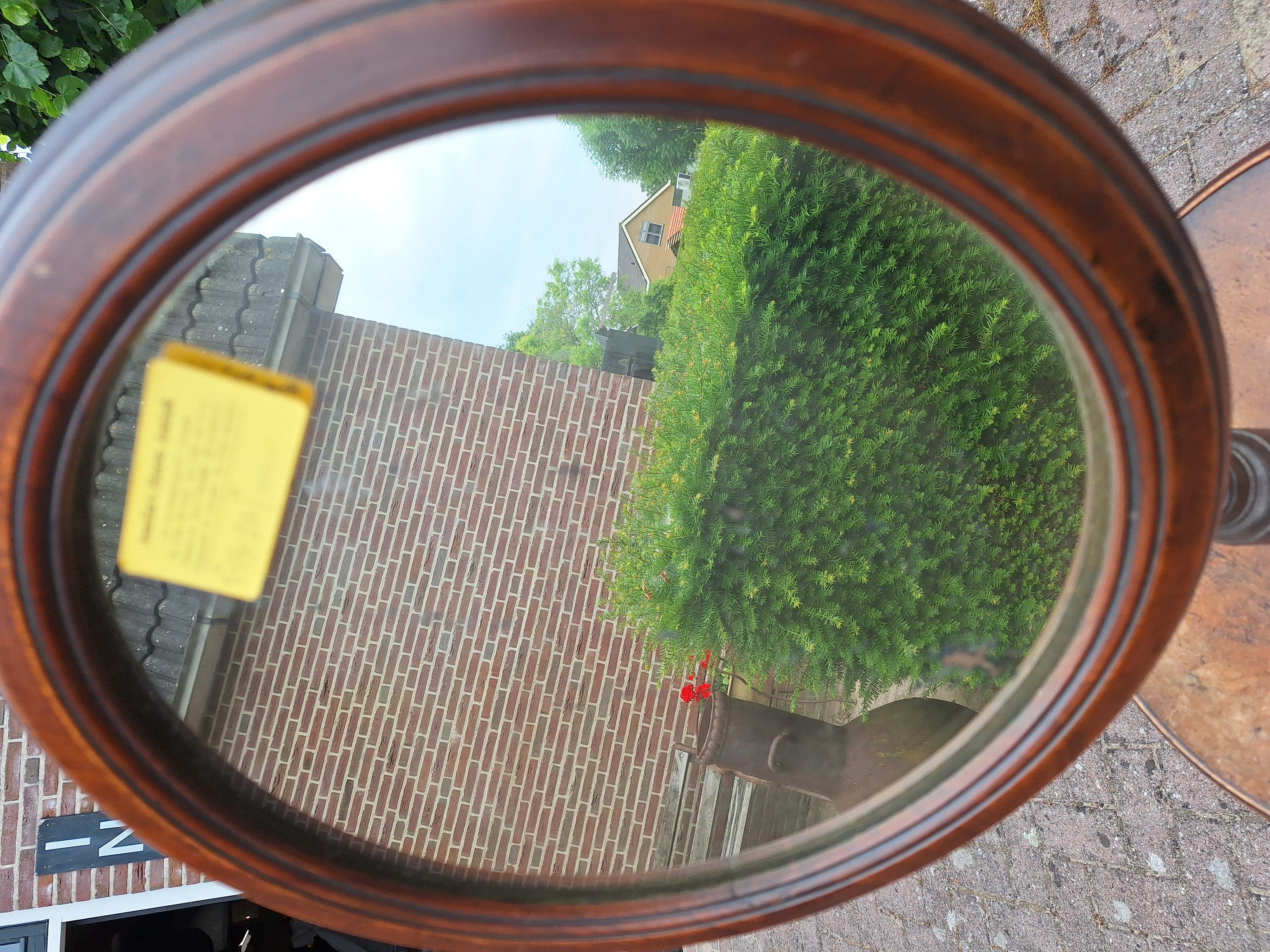 Antieke massief mahonie scheerspiegel kantelbaar en hoogte aanpasbaar nr SP20253