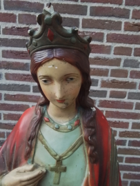 Groot heiligenbeelden van de heilige Barbara.Polychroom