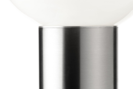 Edelstaal buitenlamp staand staalkleur opaal bol IP44 H-60cm E27 nr: 95
