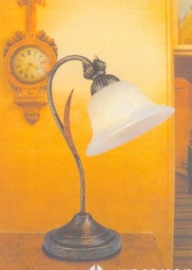 Bronskleurige tafellamp met glazen kap nr:20410/1