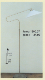 Vloerlamp leeslamp Trombone mat nikkel opaal dakkap 30cm nr 1300.07-030.00