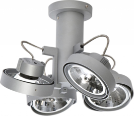 Lofar 4-lichts spot opbouw mat zilver op buis S met osram lichtbron 05-SP1281-17S