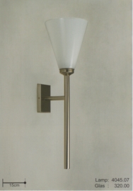 Wandlamp strak mat nikkel met glazen trechter kap 20cm wit/opaal nr 4045.07
