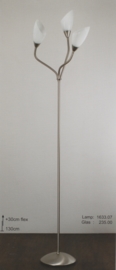 Vloerlamp 3-lichts flex mat nikkel met opaal witte kelkkapjes nr 1633.07