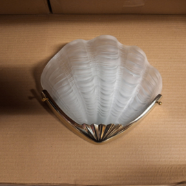Art-deco schelp model wandlamp messing 1-lichts gesatineerd glas nr ad120