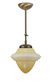 Schuifstang standaard H 91-141 oud messing met glazen bol Oliepot champagne 30cm 4Sr2-300.50