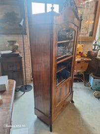 Originele glaskast of vitrinekast h-185cm mahonie hout verstelbare planken nr GE
