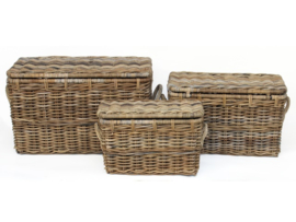 Set van drie handgevlochten koffers grijs natural 75cmx45cmx42cm nr 800008