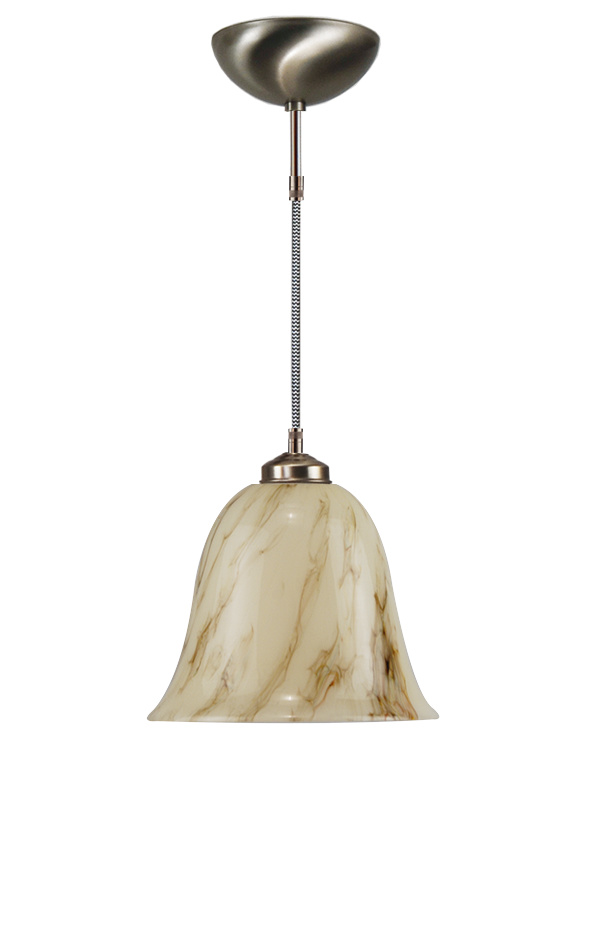 Katoensnoer pendel 150cm met klokkap licht marmer 25cm nr 7Kr1-526.60
