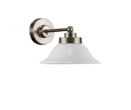 Wandlamp wand mini mat nikkel met opaal kapje model Hoedkap nr 7WM-520.00