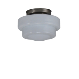 Plafonniere retro glazen bol nr 2650 met mat nikkel ophanging nr 7P1-2650.00