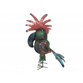 handgemaakte kakatoe van oud ijzer blik h47cm elke kakatoe uniek nr 3075
