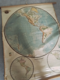 Oude wereldkaart Westelijk-Halfrond.