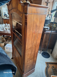 Originele glaskast of vitrinekast h-185cm mahonie hout verstelbare planken nr GE