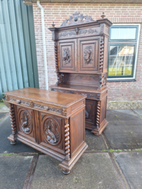 Antiek jacht dressoir omstreeks 1880 mooi houtsnijwerk op panelen nr K202542