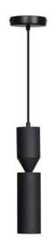 Hanglamp Pencil zwart 2x GU10 fitting kap h35cm en 200cm kabel nr 05-HL4222-30