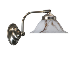 Wandlamp mat nikkel wandhaaks met hoedkap 20 wit marmer nr 7Wh-520.10