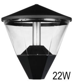 Buitenlamp kop ALU zwart venster acryl helder LED 22W nr 10-20269