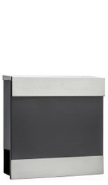 Brievenbus antraciet coating met staallijst en stalen brieven klep h-40cm nr 9047