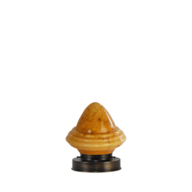 Getrapte tafellamp model blok middenbruin met marmer kap Oliepot 17cm nr 2Tp1-165.20