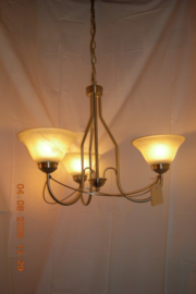 Mat nikkel hanglamp met 3 glazen kappen nr:20383/3