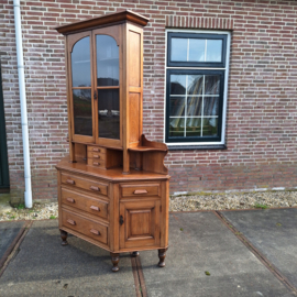 Mahonie vitrine engels antiek omstreeks 1900-1920 oud glas nr K202675